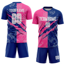 Laden Sie das Bild in den Galerie-Viewer, Custom Graffiti Pattern Pink-Royal Scratch Sublimation Soccer Uniform Jersey