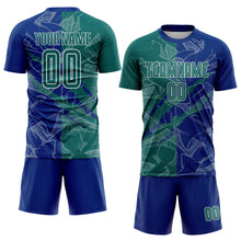 Laden Sie das Bild in den Galerie-Viewer, Custom Graffiti Pattern Teal-Royal Scratch Sublimation Soccer Uniform Jersey