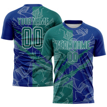 Laden Sie das Bild in den Galerie-Viewer, Custom Graffiti Pattern Teal-Royal Scratch Sublimation Soccer Uniform Jersey