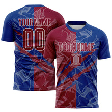Laden Sie das Bild in den Galerie-Viewer, Custom Graffiti Pattern Maroon-Royal Scratch Sublimation Soccer Uniform Jersey