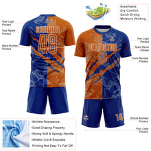Laden Sie das Bild in den Galerie-Viewer, Custom Graffiti Pattern Texas Orange-Royal Scratch Sublimation Soccer Uniform Jersey