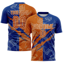 Laden Sie das Bild in den Galerie-Viewer, Custom Graffiti Pattern Texas Orange-Royal Scratch Sublimation Soccer Uniform Jersey