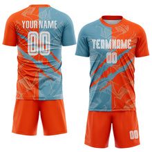 Laden Sie das Bild in den Galerie-Viewer, Custom Graffiti Pattern Shadow Blue-Orange Scratch Sublimation Soccer Uniform Jersey