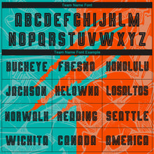 Laden Sie das Bild in den Galerie-Viewer, Custom Graffiti Pattern Black Teal-Orange Scratch Sublimation Soccer Uniform Jersey