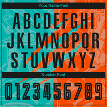 Laden Sie das Bild in den Galerie-Viewer, Custom Graffiti Pattern Black Teal-Orange Scratch Sublimation Soccer Uniform Jersey