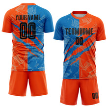 Laden Sie das Bild in den Galerie-Viewer, Custom Graffiti Pattern Black Blue-Orange Scratch Sublimation Soccer Uniform Jersey
