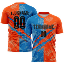 Laden Sie das Bild in den Galerie-Viewer, Custom Graffiti Pattern Black Blue-Orange Scratch Sublimation Soccer Uniform Jersey