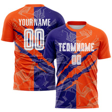 Laden Sie das Bild in den Galerie-Viewer, Custom Graffiti Pattern Dark Purple-Orange Scratch Sublimation Soccer Uniform Jersey