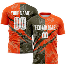 Laden Sie das Bild in den Galerie-Viewer, Custom Graffiti Pattern Olive-Orange Scratch Sublimation Soccer Uniform Jersey