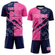 Laden Sie das Bild in den Galerie-Viewer, Custom Graffiti Pattern Pink-Navy Scratch Sublimation Soccer Uniform Jersey