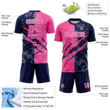Laden Sie das Bild in den Galerie-Viewer, Custom Graffiti Pattern Pink-Navy Scratch Sublimation Soccer Uniform Jersey