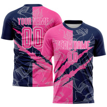 Laden Sie das Bild in den Galerie-Viewer, Custom Graffiti Pattern Pink-Navy Scratch Sublimation Soccer Uniform Jersey