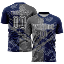 Load image into Gallery viewer, Custom Graffiti Pattern Steel Gray-Navy Scratch Sublimation Soccer Uniform Jersey