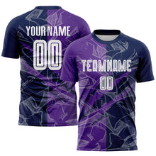 Laden Sie das Bild in den Galerie-Viewer, Custom Graffiti Pattern Purple-Navy Scratch Sublimation Soccer Uniform Jersey