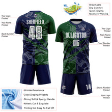 Laden Sie das Bild in den Galerie-Viewer, Custom Graffiti Pattern Green-Navy Scratch Sublimation Soccer Uniform Jersey