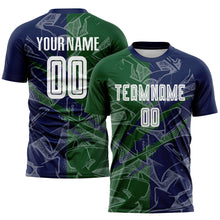 Laden Sie das Bild in den Galerie-Viewer, Custom Graffiti Pattern Green-Navy Scratch Sublimation Soccer Uniform Jersey