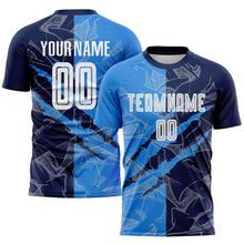 Laden Sie das Bild in den Galerie-Viewer, Custom Graffiti Pattern Powder Blue-Navy Scratch Sublimation Soccer Uniform Jersey