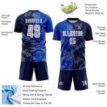 Laden Sie das Bild in den Galerie-Viewer, Custom Graffiti Pattern Thunder Blue-Navy Scratch Sublimation Soccer Uniform Jersey
