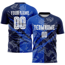 Laden Sie das Bild in den Galerie-Viewer, Custom Graffiti Pattern Thunder Blue-Navy Scratch Sublimation Soccer Uniform Jersey