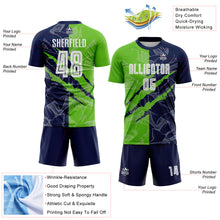 Laden Sie das Bild in den Galerie-Viewer, Custom Graffiti Pattern Aurora Green-Navy Scratch Sublimation Soccer Uniform Jersey