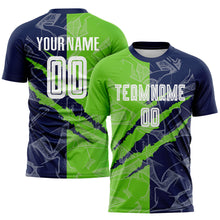 Laden Sie das Bild in den Galerie-Viewer, Custom Graffiti Pattern Aurora Green-Navy Scratch Sublimation Soccer Uniform Jersey