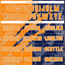 Laden Sie das Bild in den Galerie-Viewer, Custom Graffiti Pattern Bay Orange-Navy Scratch Sublimation Soccer Uniform Jersey