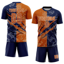 Laden Sie das Bild in den Galerie-Viewer, Custom Graffiti Pattern Texas Orange-Navy Scratch Sublimation Soccer Uniform Jersey