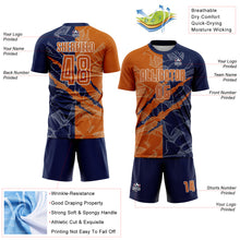 Laden Sie das Bild in den Galerie-Viewer, Custom Graffiti Pattern Texas Orange-Navy Scratch Sublimation Soccer Uniform Jersey