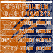 Laden Sie das Bild in den Galerie-Viewer, Custom Graffiti Pattern Texas Orange-Navy Scratch Sublimation Soccer Uniform Jersey