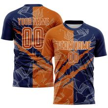 Laden Sie das Bild in den Galerie-Viewer, Custom Graffiti Pattern Texas Orange-Navy Scratch Sublimation Soccer Uniform Jersey