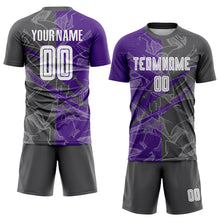 Load image into Gallery viewer, Custom Graffiti Pattern Steel Gray-Purple Scratch Sublimation Soccer Uniform Jersey