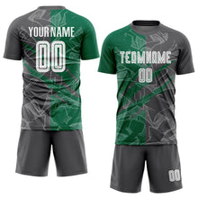 Load image into Gallery viewer, Custom Graffiti Pattern Kelly Green-Steel Gray Scratch Sublimation Soccer Uniform Jersey