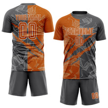 Загрузить изображение в средство просмотра галереи, Custom Graffiti Pattern Texas Orange-Steel Gray Scratch Sublimation Soccer Uniform Jersey