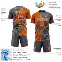 Загрузить изображение в средство просмотра галереи, Custom Graffiti Pattern Texas Orange-Steel Gray Scratch Sublimation Soccer Uniform Jersey