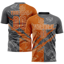 Загрузить изображение в средство просмотра галереи, Custom Graffiti Pattern Texas Orange-Steel Gray Scratch Sublimation Soccer Uniform Jersey