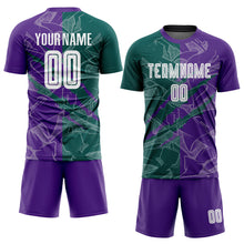 Laden Sie das Bild in den Galerie-Viewer, Custom Graffiti Pattern Midnight Green-Purple Scratch Sublimation Soccer Uniform Jersey