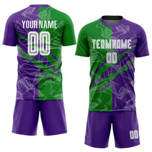 Charger l'image dans la galerie, Custom Graffiti Pattern Grass Green-Purple Scratch Sublimation Soccer Uniform Jersey