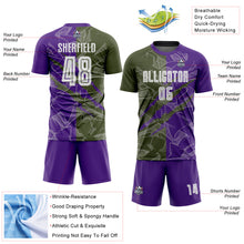Laden Sie das Bild in den Galerie-Viewer, Custom Graffiti Pattern Olive-Purple Scratch Sublimation Soccer Uniform Jersey