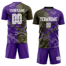 Charger l'image dans la galerie, Custom Graffiti Pattern Olive-Purple Scratch Sublimation Soccer Uniform Jersey