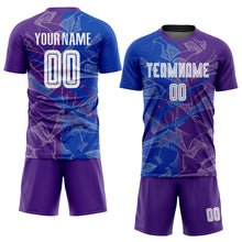 Загрузить изображение в средство просмотра галереи, Custom Graffiti Pattern Thunder Blue-Purple Scratch Sublimation Soccer Uniform Jersey