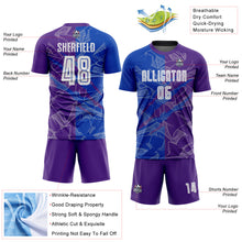 Загрузить изображение в средство просмотра галереи, Custom Graffiti Pattern Thunder Blue-Purple Scratch Sublimation Soccer Uniform Jersey