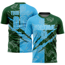 Charger l'image dans la galerie, Custom Graffiti Pattern Sky Blue-Green Scratch Sublimation Soccer Uniform Jersey
