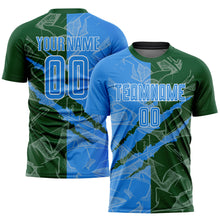 Laden Sie das Bild in den Galerie-Viewer, Custom Graffiti Pattern Powder Blue-Green Scratch Sublimation Soccer Uniform Jersey