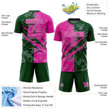 Laden Sie das Bild in den Galerie-Viewer, Custom Graffiti Pattern Deep Pink-Green Scratch Sublimation Soccer Uniform Jersey