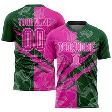 Laden Sie das Bild in den Galerie-Viewer, Custom Graffiti Pattern Deep Pink-Green Scratch Sublimation Soccer Uniform Jersey