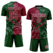 Загрузить изображение в средство просмотра галереи, Custom Graffiti Pattern Maroon-Green Scratch Sublimation Soccer Uniform Jersey