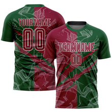 Загрузить изображение в средство просмотра галереи, Custom Graffiti Pattern Maroon-Green Scratch Sublimation Soccer Uniform Jersey