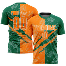 Charger l'image dans la galerie, Custom Graffiti Pattern Bay Orange-Kelly Green Scratch Sublimation Soccer Uniform Jersey