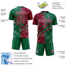 Загрузить изображение в средство просмотра галереи, Custom Graffiti Pattern Maroon-Kelly Green Scratch Sublimation Soccer Uniform Jersey