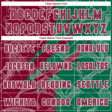 Загрузить изображение в средство просмотра галереи, Custom Graffiti Pattern Maroon-Kelly Green Scratch Sublimation Soccer Uniform Jersey